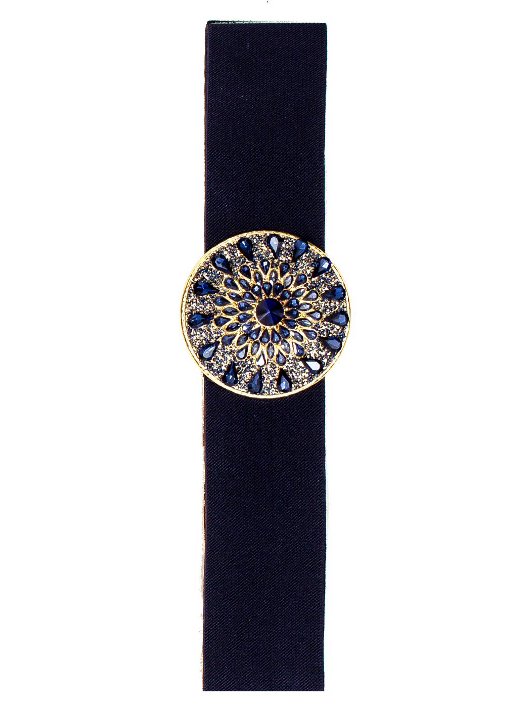 CINTURA ELASTICA CON FIBBIA ROSONE GIOIELLO - NAVY BLU